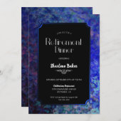 リタイアディナーパーティーブラック(青縁ど付) 招待状 (正面/裏面)