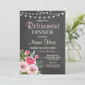リタイアディナーパーティー女子フローラピンク招待状 招待状 (スタンド正面)