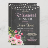 リタイアディナーパーティー女子フローラピンク招待状 招待状 (正面/裏面)