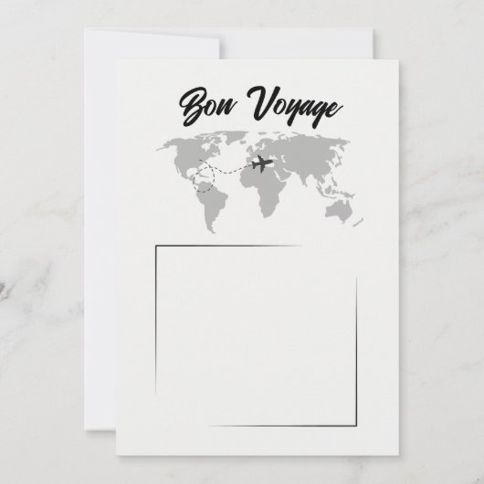 リタイアトラベルをテーマにしたパーティーワールドマップヴィンテージ 招待状 (裏面)