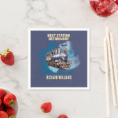 リタイアトラベルをテーマにした次の駅パーティー スタンダードカクテルナプキン (インサイチュ)