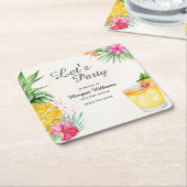 リタイアトロピカルサマーカクテルパーティー スクエアペーパーコースター (アングル)