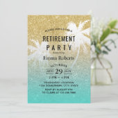 リタイアトロピカルパームツリーモダン金ゴールドグリッター 招待状 (スタンド正面)