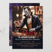 「リタイアトースト、ヴァンパイアユーモアのあるテーマパーティー 招待状 (正面/裏面)