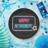 リタイアネオンサインオンブリックウォール紙プレート ペーパープレート (パーティー)