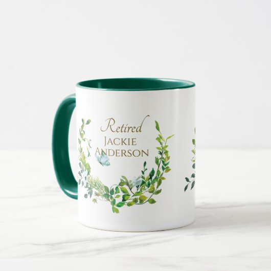 リタイアパーソナライズされたンマグボタニカル金ゴールド マグカップ (正面左)