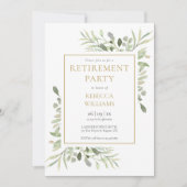 リタイアパーティーの緑の葉写真 招待状 (正面)