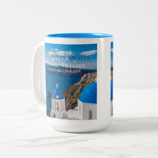 リタイアパーティーアドベンチャーアワティスギリシャメディ ツートーンマグカップ (正面左)