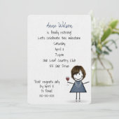 リタイアパーティーガールとワイングラス 招待状 (スタンド正面)