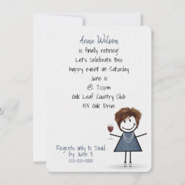 リタイアパーティーガールとワイングラス 招待状