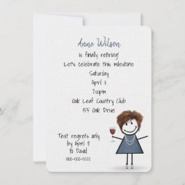 リタイアパーティーガールとワイングラス 招待状