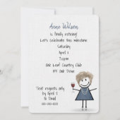 リタイアパーティーガールとワイングラス 招待状 (正面)