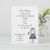 リタイアパーティーガールとワイングラス 招待状 (スタンド正面)