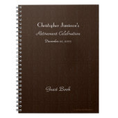 リタイアパーティーゲストブックブラウンバフェイクラップ ノートブック (正面)
