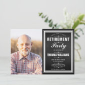 リタイアパーティー白黒の黒板の写真 招待状 (スタンド正面)