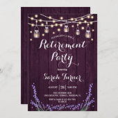 リタイアパーティー素朴 – パープルウッドラベンダー 招待状 (正面/裏面)