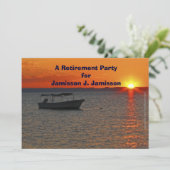 リタイアパーティー魚釣りボートアットオレンジサンセット 招待状 (スタンド正面)