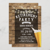 リタイアビール応援ストリングライツ素朴ウッド 招待状 (正面/裏面)