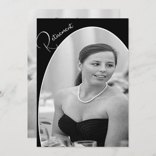 リタイアフォトモノクロエレガントシック 招待状 (正面/裏面)