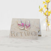 リタイアフリップフロップオンビーチ カード (黄色い花)