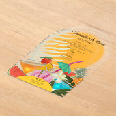 リタイアフレアトロピカルビーチカクテルパーティー アクリル招待状 (レイダウン)