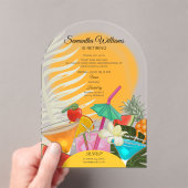 リタイアフレアトロピカルビーチカクテルパーティー アクリル招待状 (インサイチュ (ポータブル))