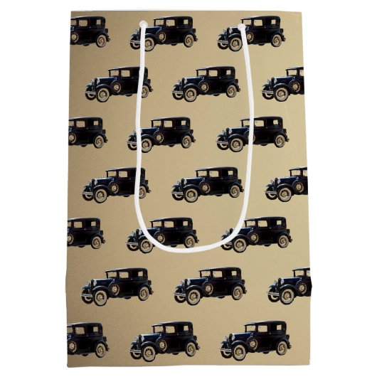 リタイアブラックアンティーク車の中抱き枕 ミディアムペーパーバッグ (裏面)