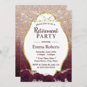 リタイアブルゴーニュフローラバラ金ゴールドグラデーショングリッター 招待状 (正面/裏面)