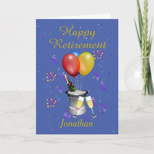 リタイアブルーお祝いカード カード (正面)