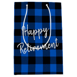 リタイアブルーとブラックバッファロープレイド ミディアムペーパーバッグ