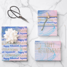 リタイアブルー金ゴールドジオードウォーターカスタムカラー ラッピングペーパーシート