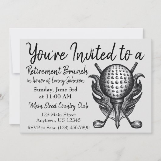 リタイアブレックファーストブランチゴルフボールクラブティー 招待状 (正面)