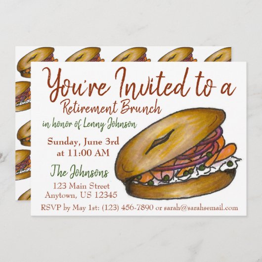 リタイアブレックファーストブルンチベーゲルロックスカペールオニオン 招待状 (正面/裏面)