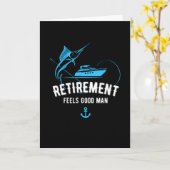 リタイアボート魚釣りおもしろい漁師デザイン カード (黄色い花)