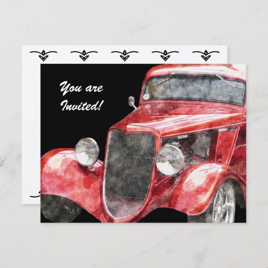 リタイアメンクラシックトパーティー改造コレクターカー 招待状 (正面/裏面)