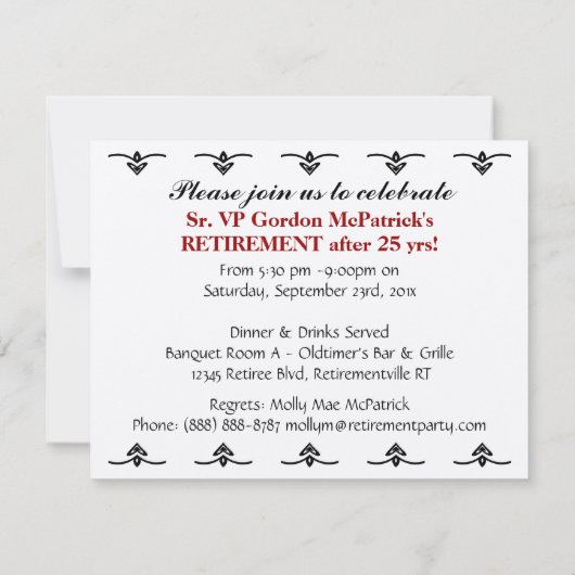 リタイアメンクラシックトパーティー改造コレクターカー 招待状 (裏面)