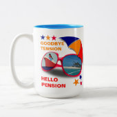 リタイアメントサヨナラテンションハローペンシおもしろいョン ツートーンマグカップ (左)