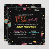 リタイアメントティーパーティー(鮮やかな色の熱いカップ) 招待状 (正面/裏面)