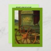 リタイアメントパーティの招待状-ヴィンテージグリーントラクタ 招待状 (正面/裏面)