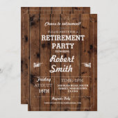 リタイアメントパーティーウッ素朴ド退職した招待状 招待状 (正面/裏面)