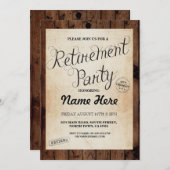 リタイアメントパーティーウッ素朴ド除·ヴィンテージ招待状 招待状 (正面/裏面)