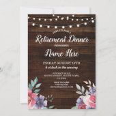 リタイアメントパーティーウッ退職したドピンクフラワーズ招待状 招待状 (正面)