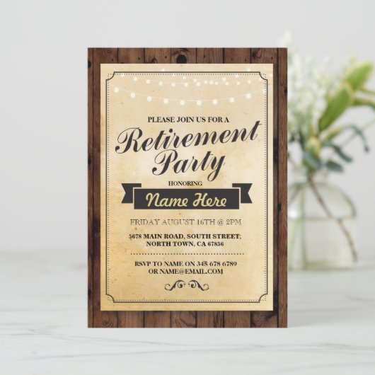 リタイアメントパーティーウッ退職したドライト招待状 招待状 (スタンド正面)