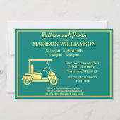 リタイアメントパーティーゴルフグリーン&金ゴールド     招待状 (正面)