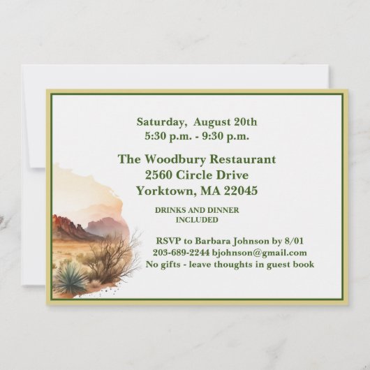 リタイアメントパーティーサウスウェスト水カラーシーン 案内状 (裏面)