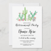 リタイアメントパーティーサボテン水彩プリント招待状 招待状 (正面)