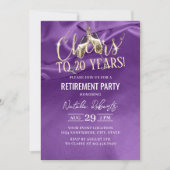 リタイアメントパーティーシャンパン応援紫シルク 招待状 (正面)