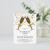 リタイアメントパーティーシャンパン金ゴールドグリッター紙吹雪 ポストカード (スタンド正面)