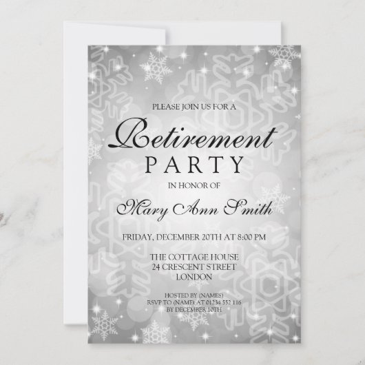リタイアメントパーティーシルバーウィンター《写真》ぼけ味ライト 招待状 (正面)