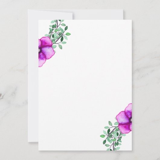 リタイアメントパーティーパープル水彩フローラリース 招待状 (裏面)